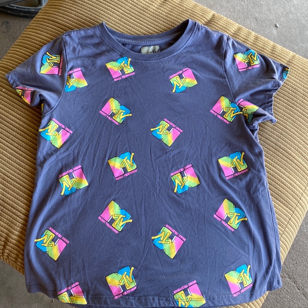 MTV graphic super soft tee/ grayish blue